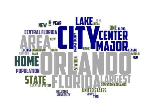 Orlando Typography Banner: A Hand-Drawn Word Cloud for Versatile Creative Projects