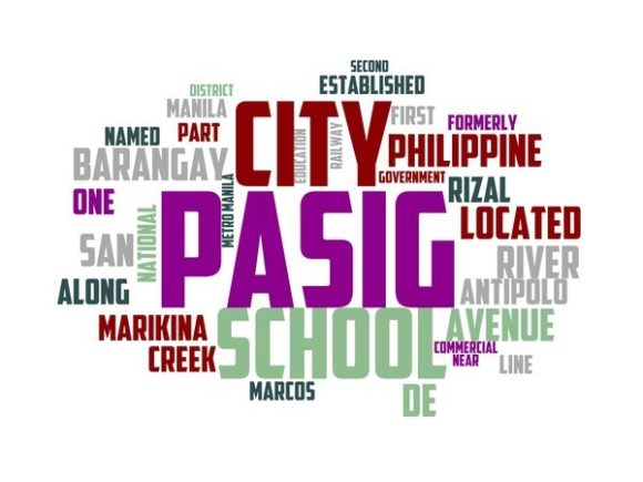 Pasig Typography Tie Dye: A Hand-Drawn Word Cloud for Creative Applications
